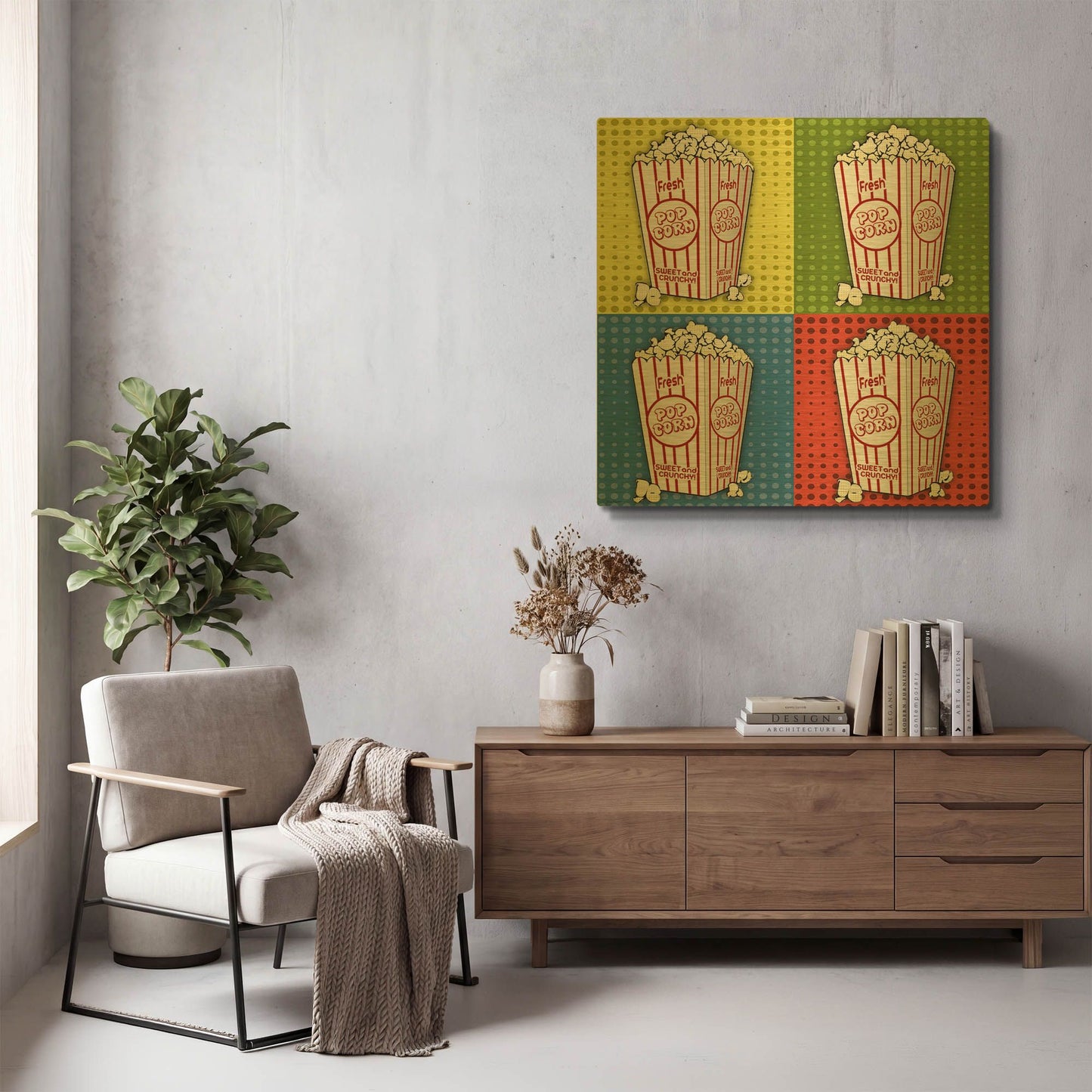 'Popcorn Pop Art 2' By Jean Plout Gold Metal Wall Art
