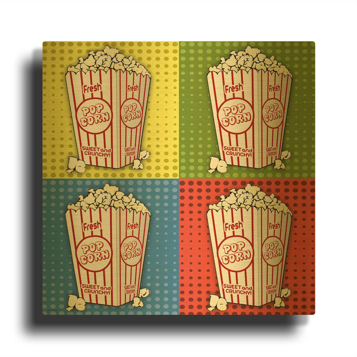 'Popcorn Pop Art 2' By Jean Plout Gold Metal Wall Art