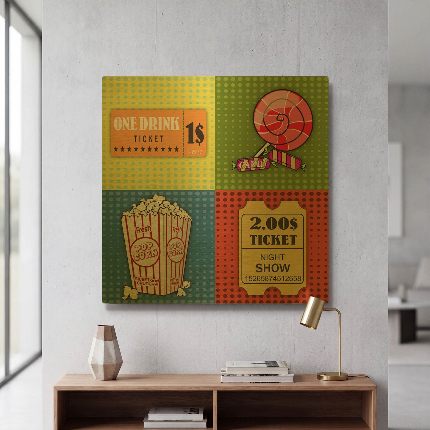 'Movie Pop Art 3' By Jean Plout Gold Metal Wall Art