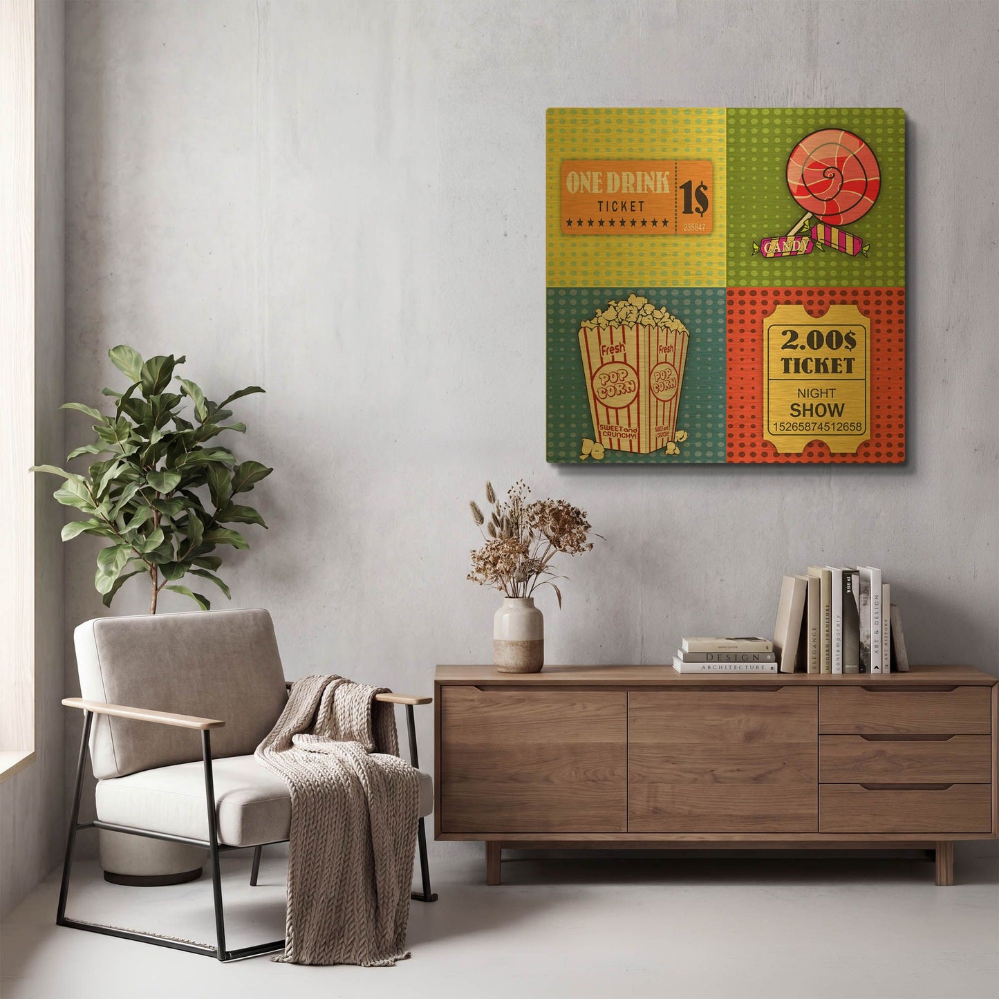 'Movie Pop Art 3' By Jean Plout Gold Metal Wall Art