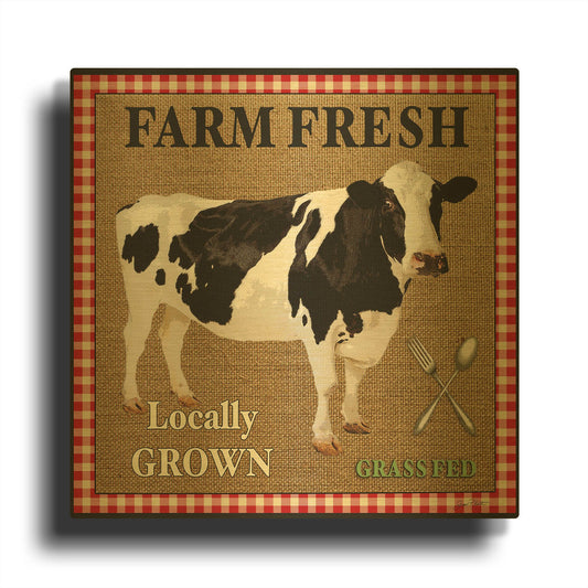'Farm Fresh Cow' By Jean Plout Gold Metal Wall Art