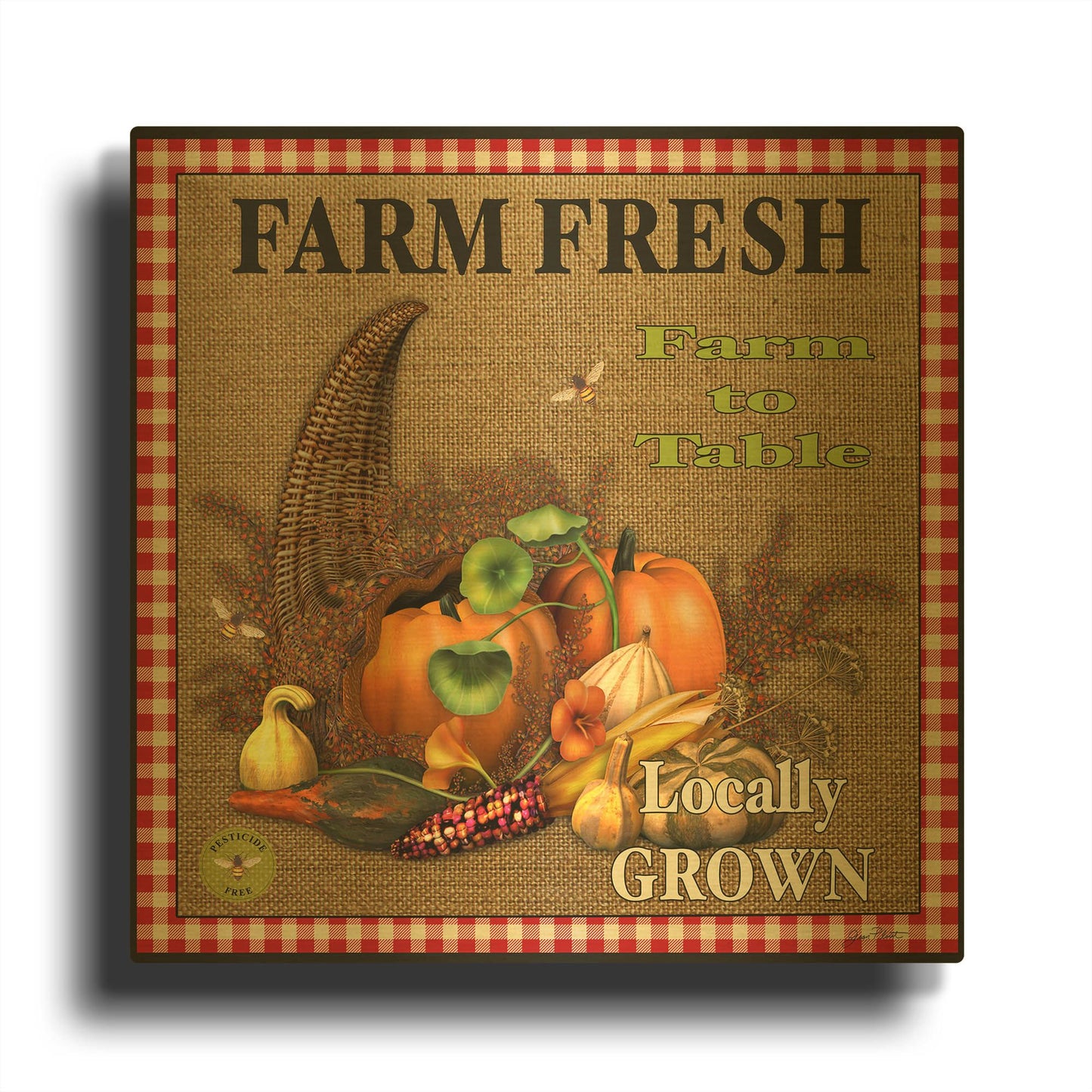 'Farm Fresh Cornucopia' By Jean Plout Gold Metal Wall Art
