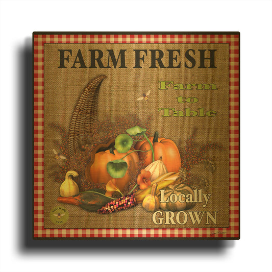 'Farm Fresh Cornucopia' By Jean Plout Gold Metal Wall Art