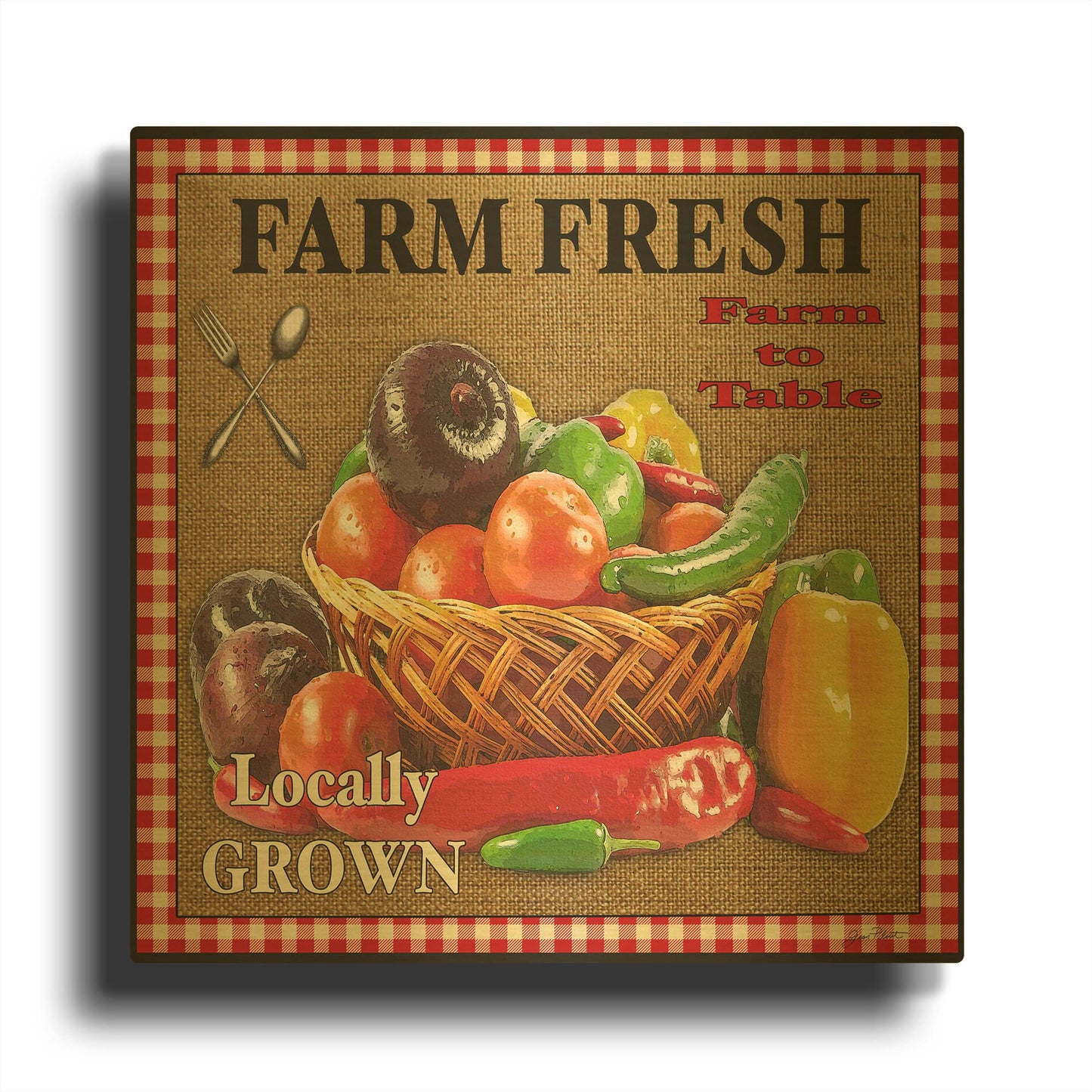 'Farm Fresh Veggies' By Jean Plout Gold Metal Wall Art