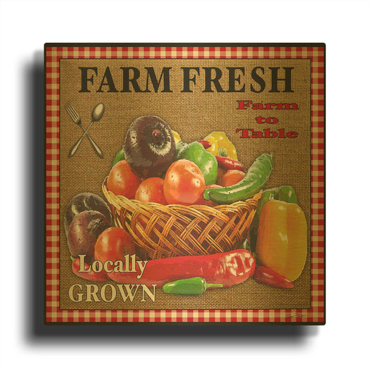 'Farm Fresh Veggies' By Jean Plout Gold Metal Wall Art