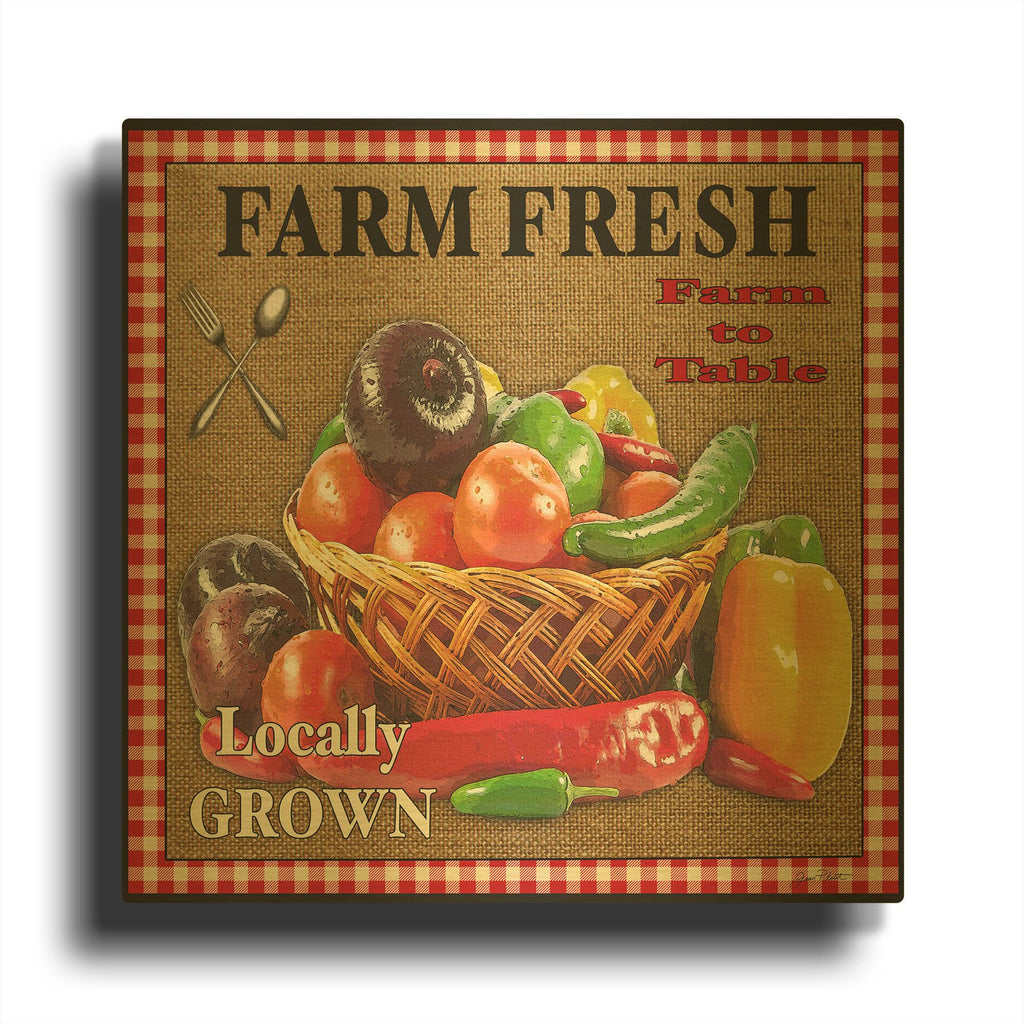'Farm Fresh Veggies' By Jean Plout Gold Metal Wall Art