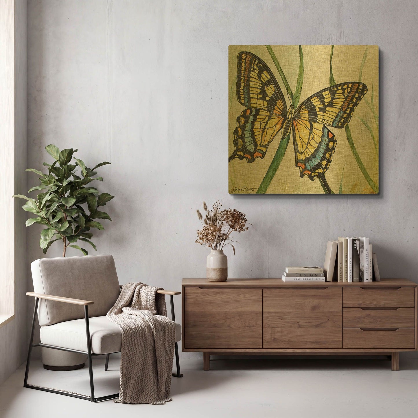 'Botanical Beauties II' By Jean Plout Gold Metal Wall Art