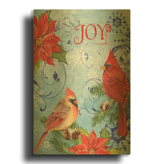 'Winter Blue Cardinals I' By Jean Plout Gold Metal Wall Art
