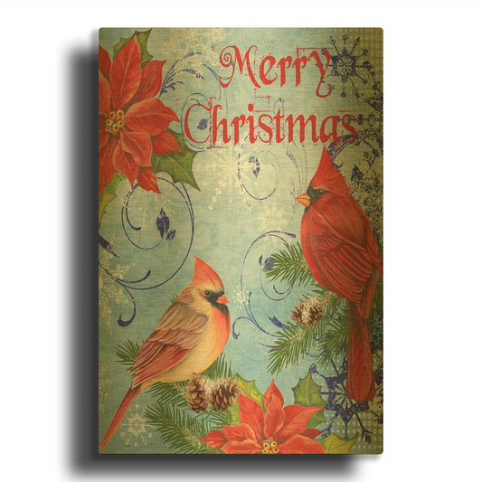 'Winter Blue Cardinals II' By Jean Plout Gold Metal Wall Art