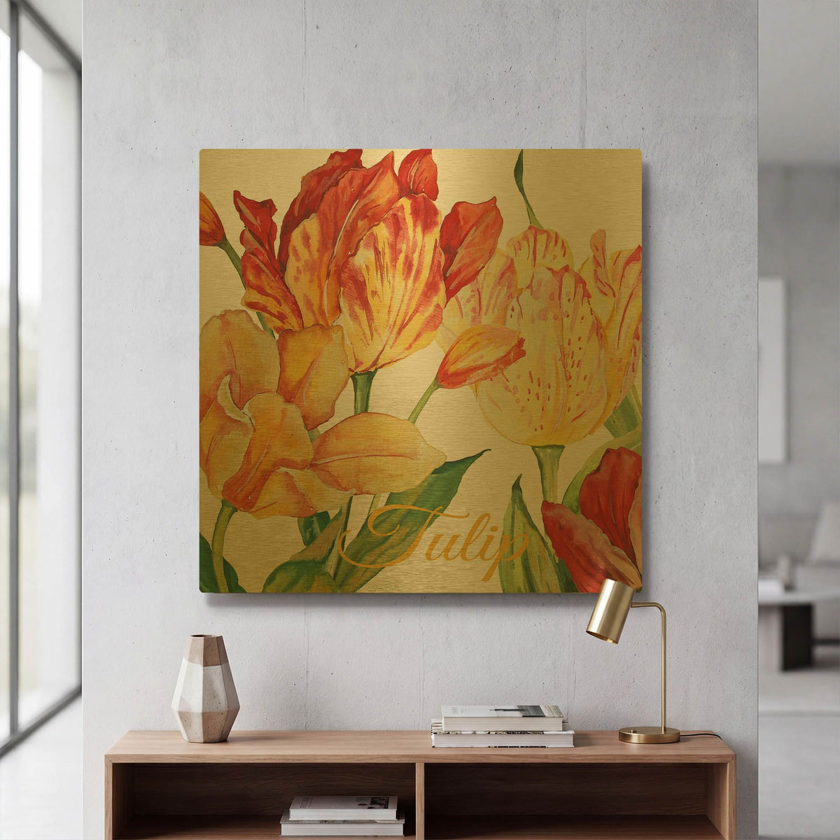 'Tulip A' By Jean Plout Gold Metal Wall Art