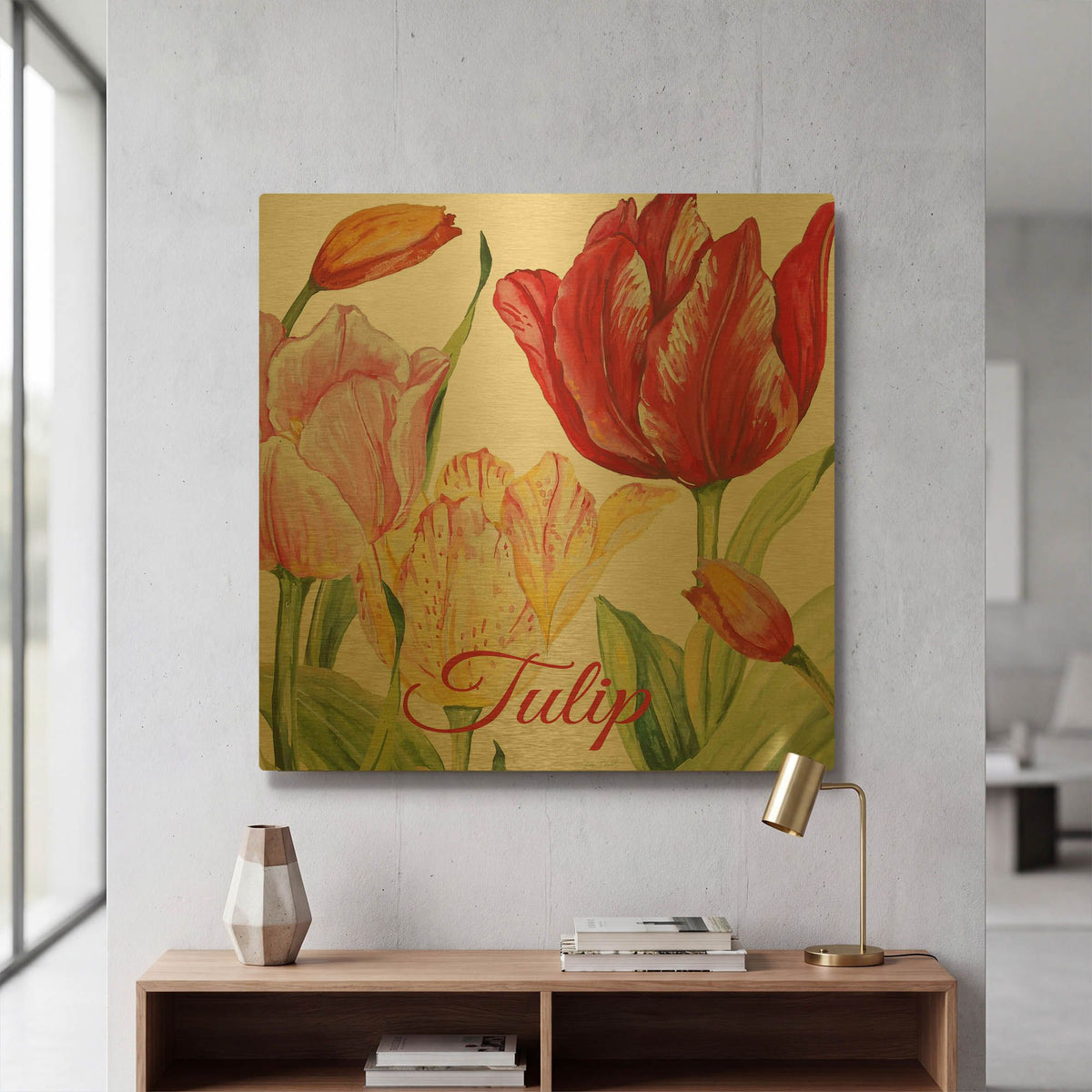 'Tulip B' By Jean Plout Gold Metal Wall Art