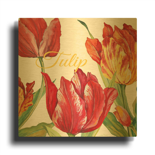 'Tulip C' By Jean Plout Gold Metal Wall Art