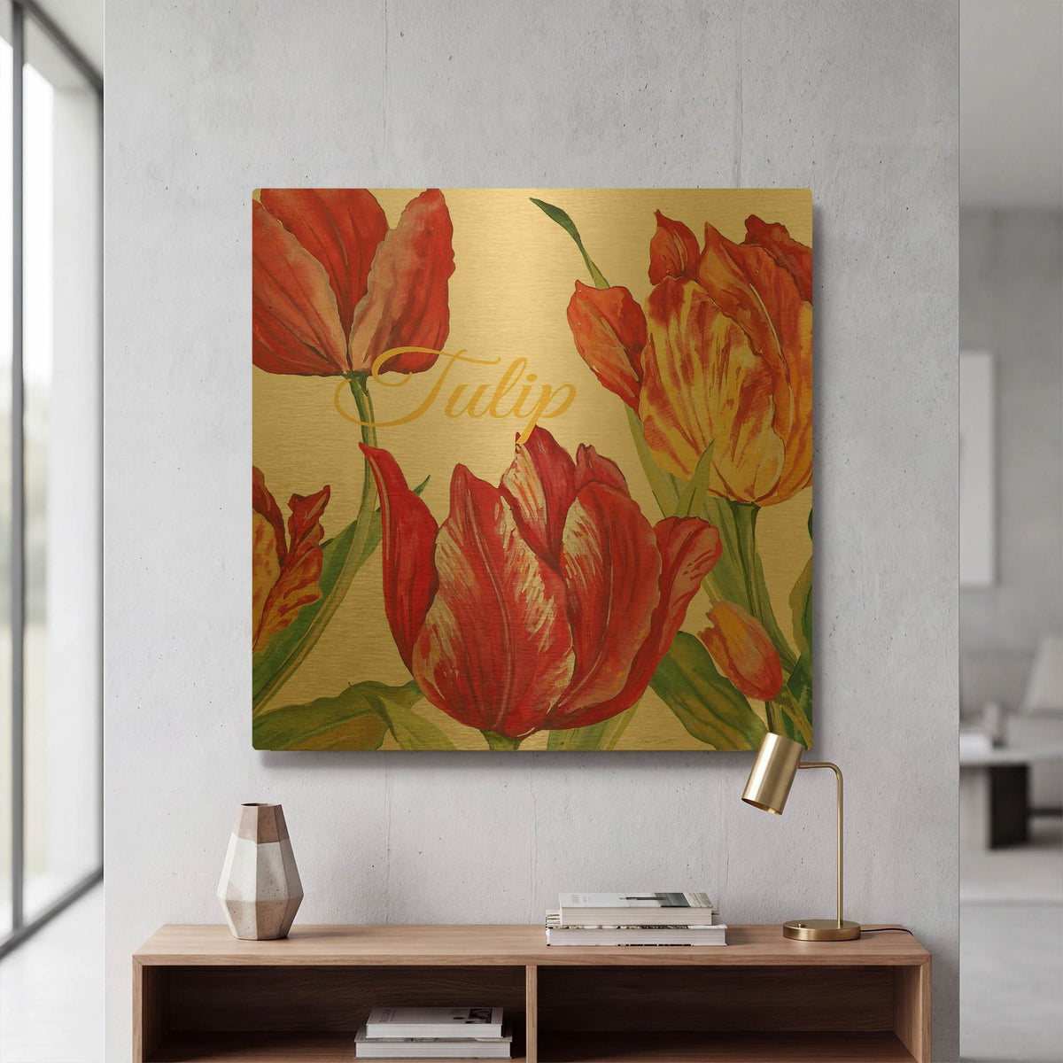 'Tulip C' By Jean Plout Gold Metal Wall Art
