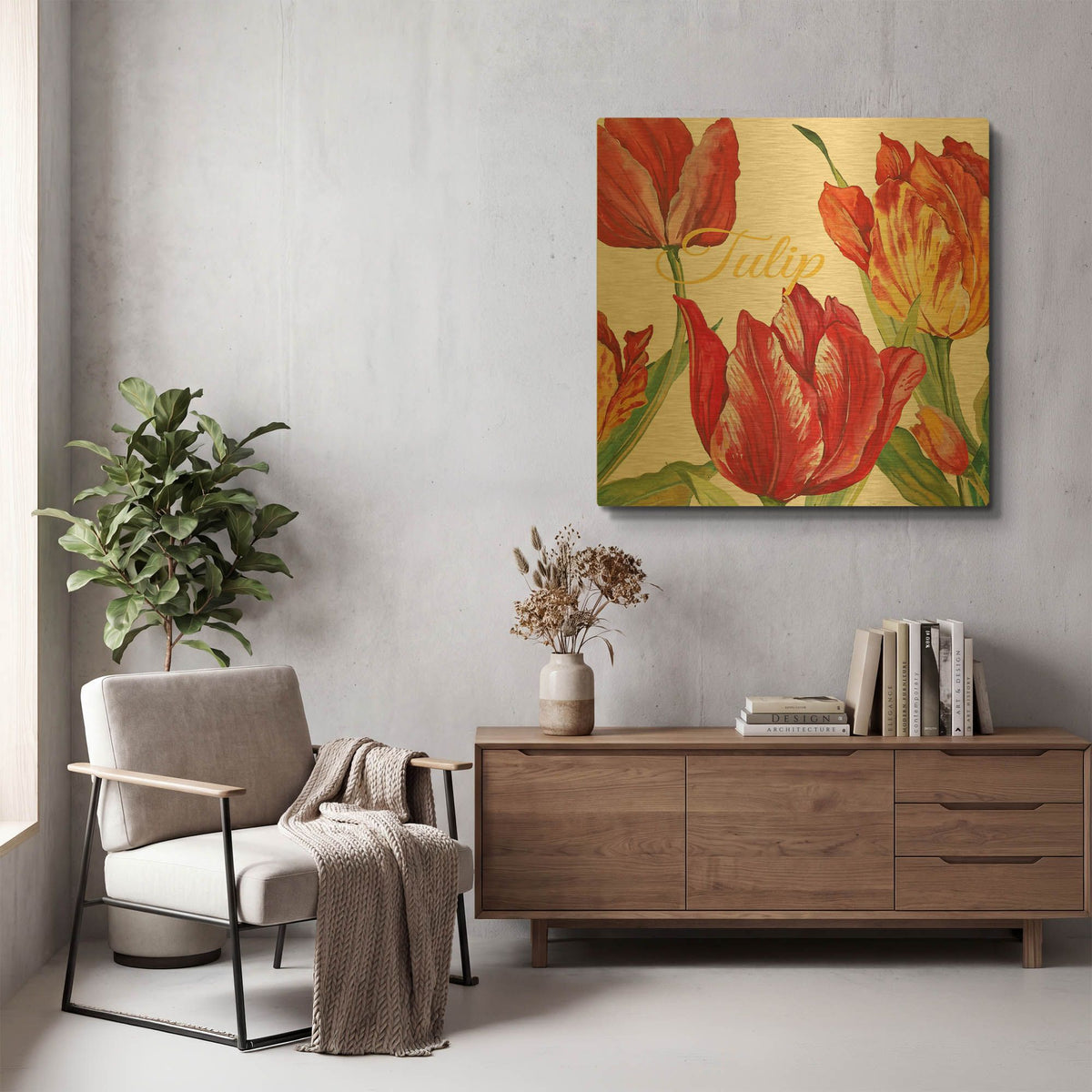 'Tulip C' By Jean Plout Gold Metal Wall Art