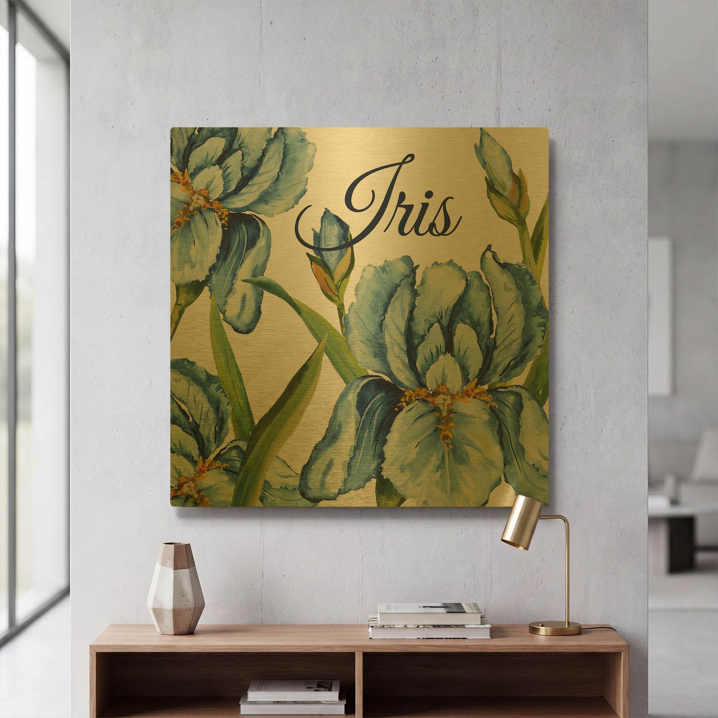 'Iris' By Jean Plout Gold Metal Wall Art