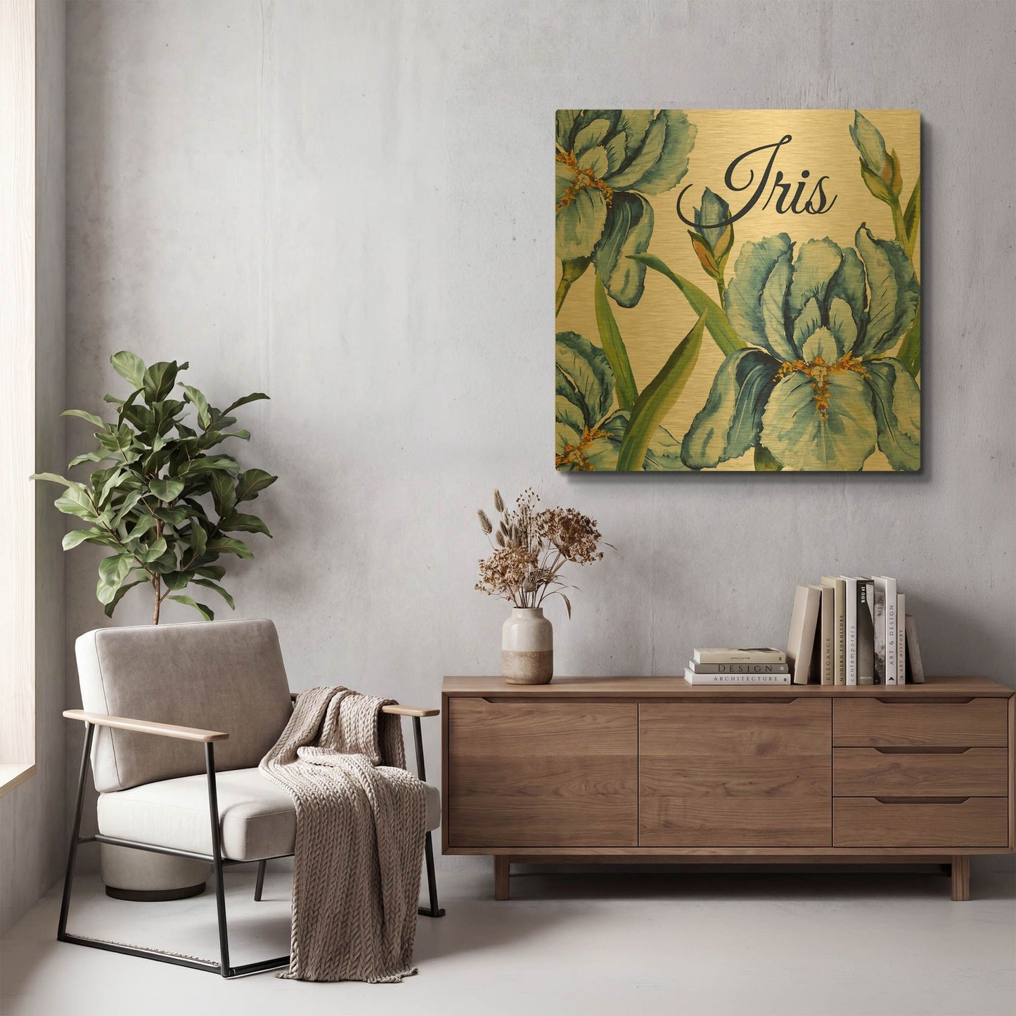 'Iris' By Jean Plout Gold Metal Wall Art