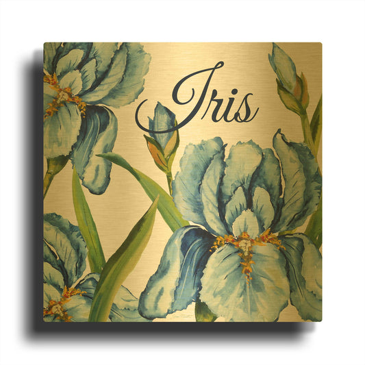 'Iris' By Jean Plout Gold Metal Wall Art
