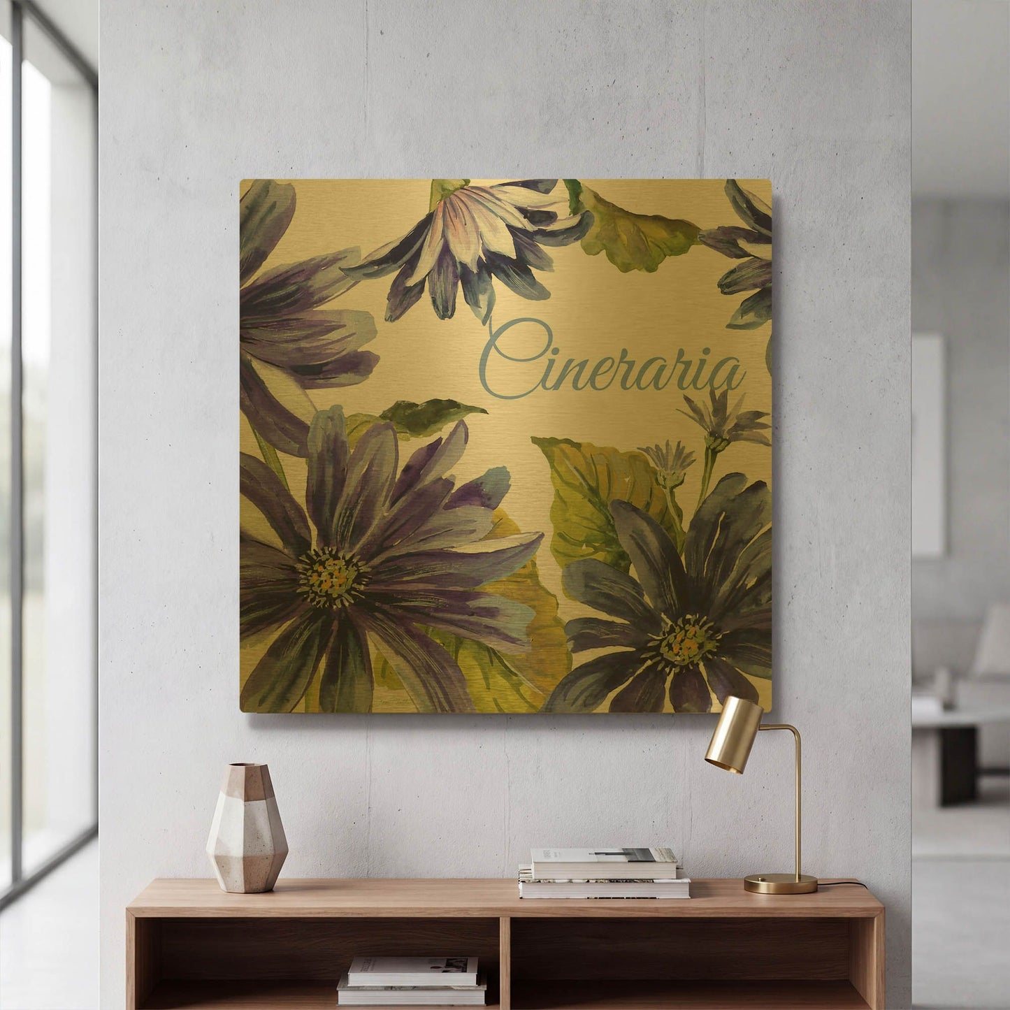 'Cineraria' By Jean Plout Gold Metal Wall Art