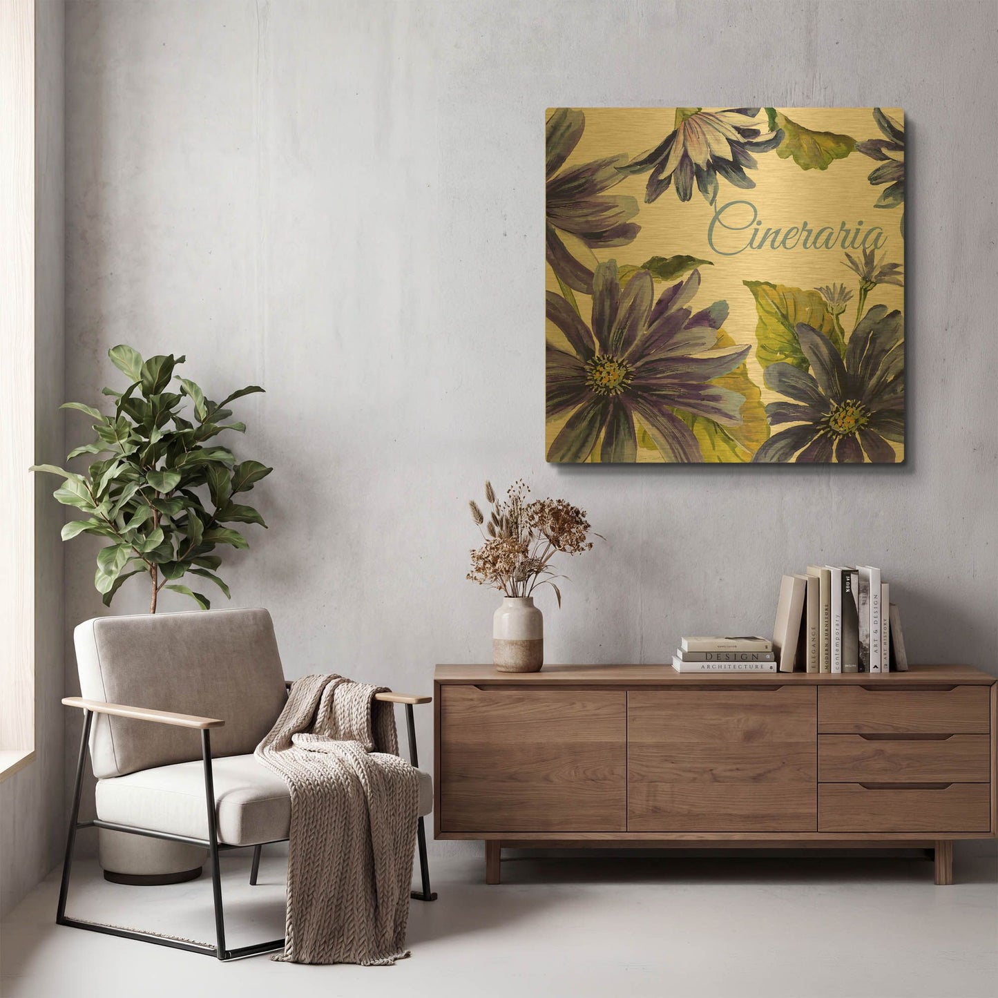 'Cineraria' By Jean Plout Gold Metal Wall Art
