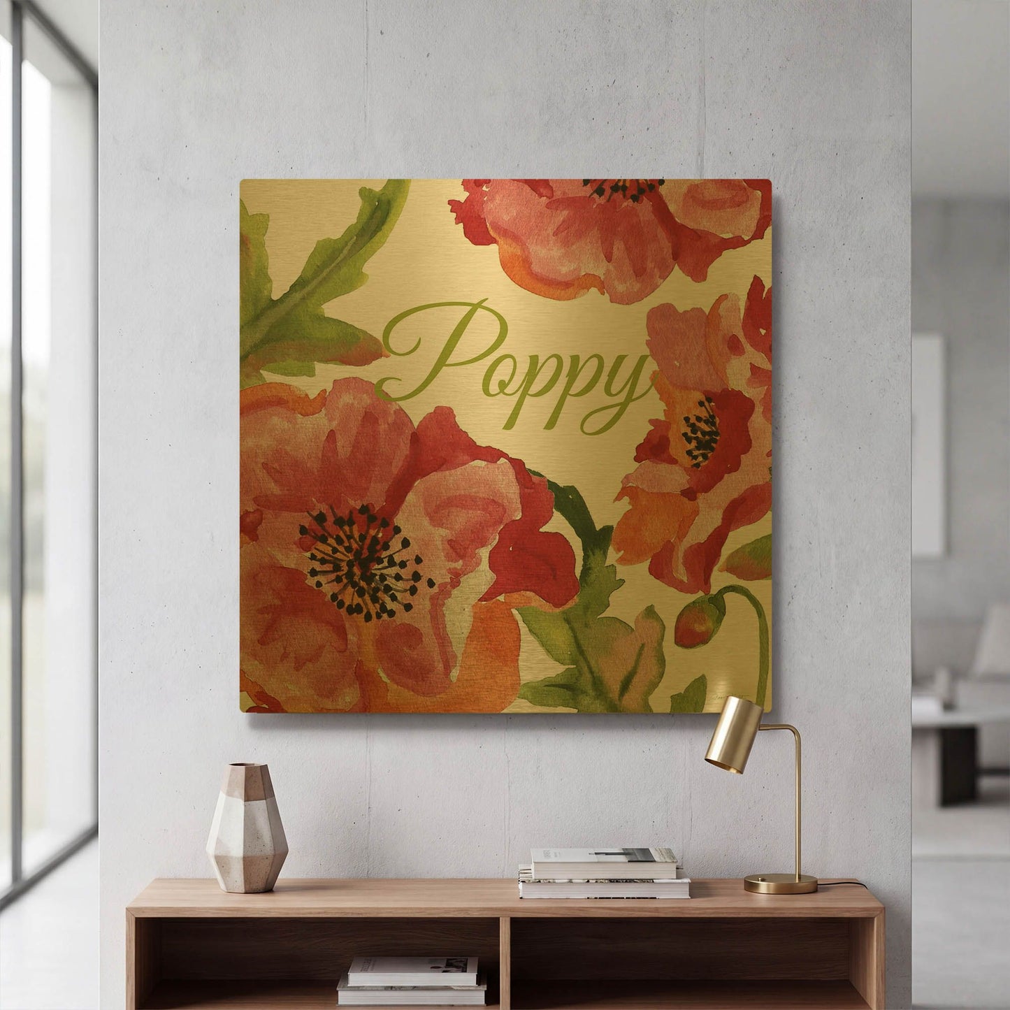 'Poppy A' By Jean Plout Gold Metal Wall Art
