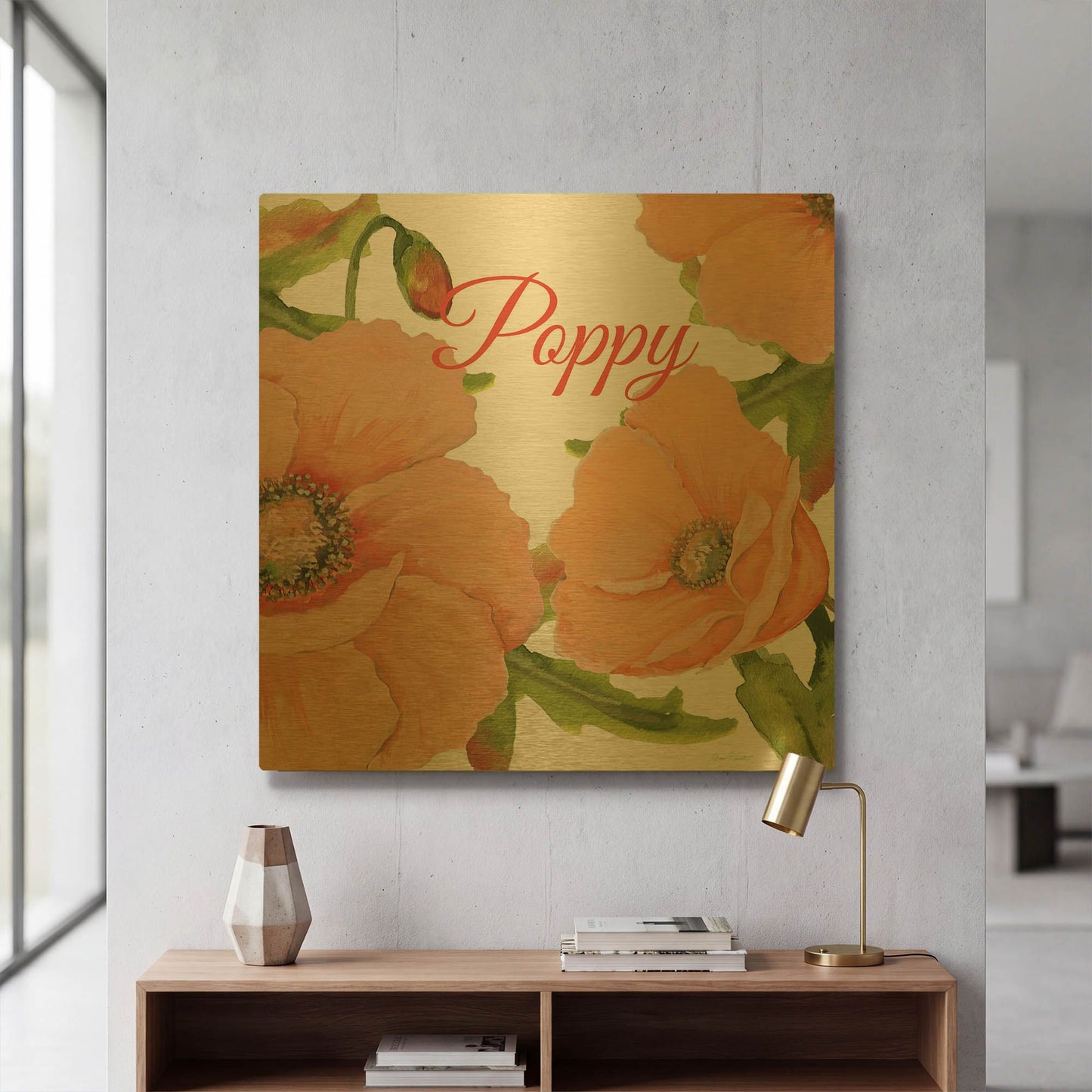 'Poppy B' By Jean Plout Gold Metal Wall Art