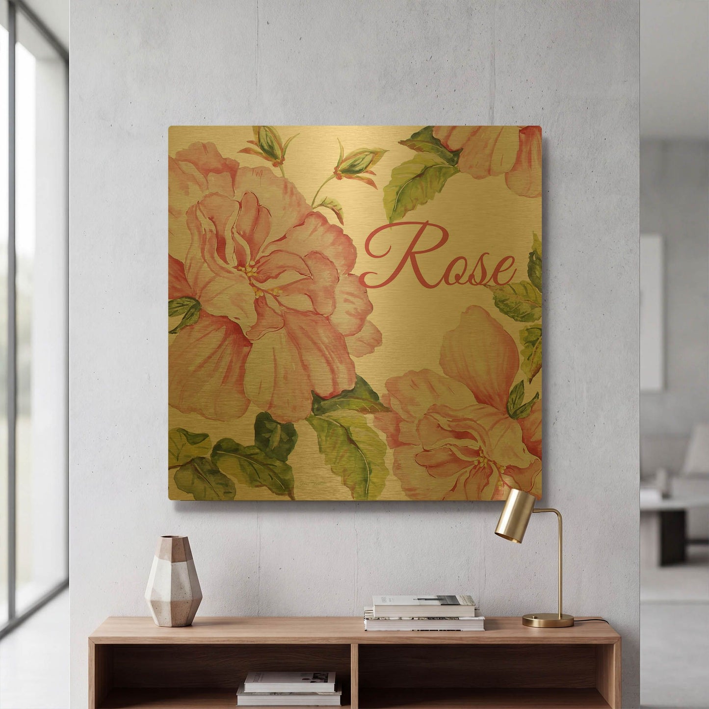 'Rose A' By Jean Plout Gold Metal Wall Art