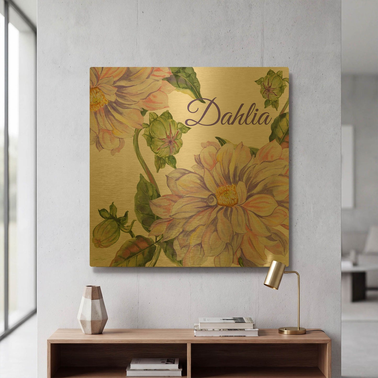 'Dahlia' By Jean Plout Gold Metal Wall Art