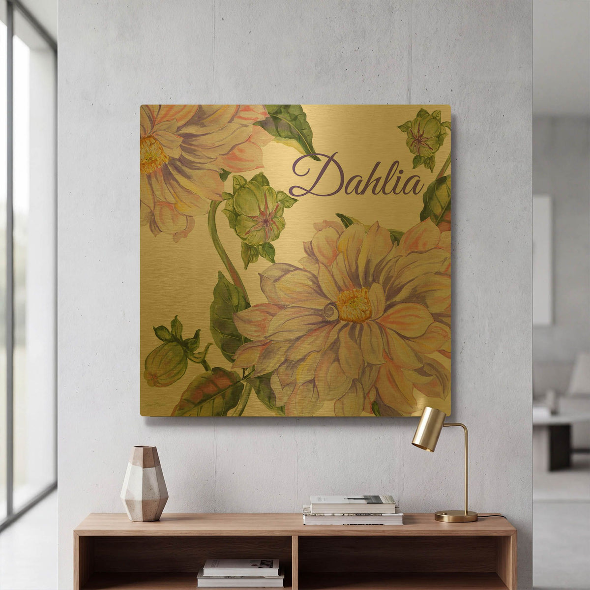 'Dahlia' By Jean Plout Gold Metal Wall Art