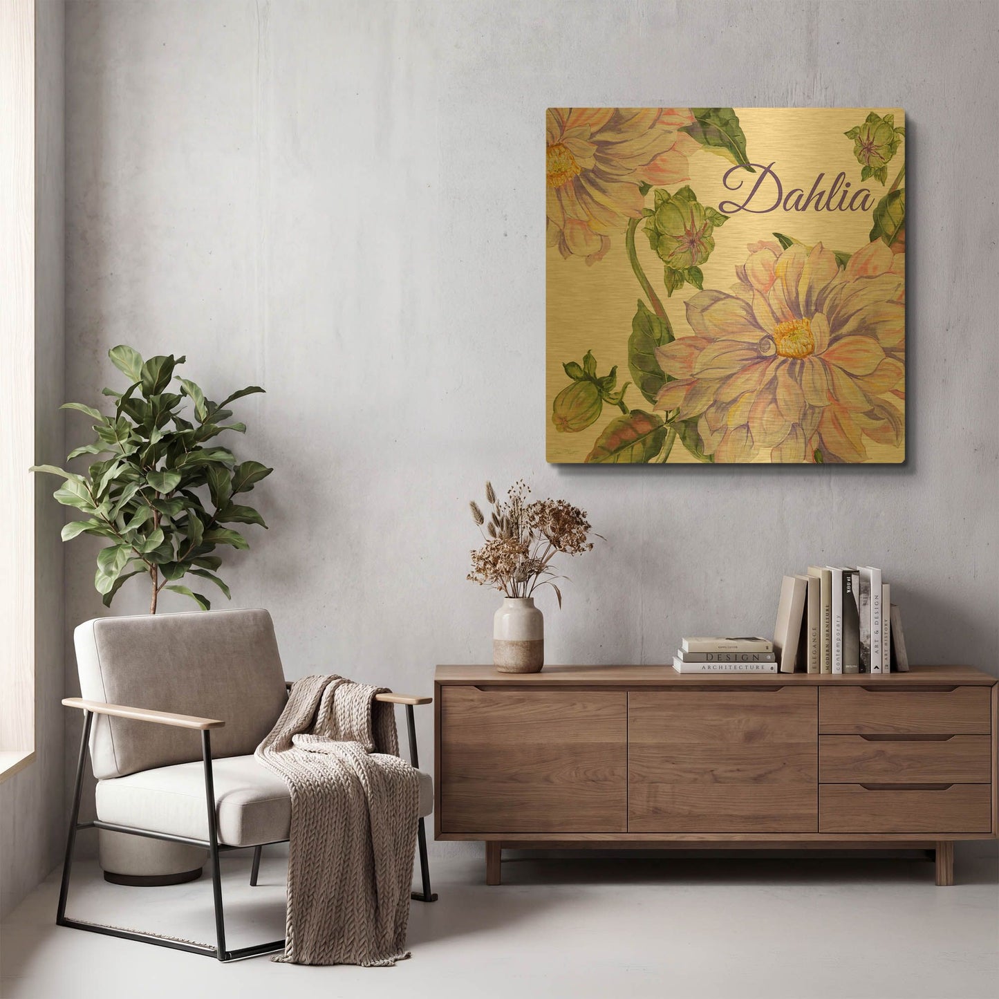 'Dahlia' By Jean Plout Gold Metal Wall Art