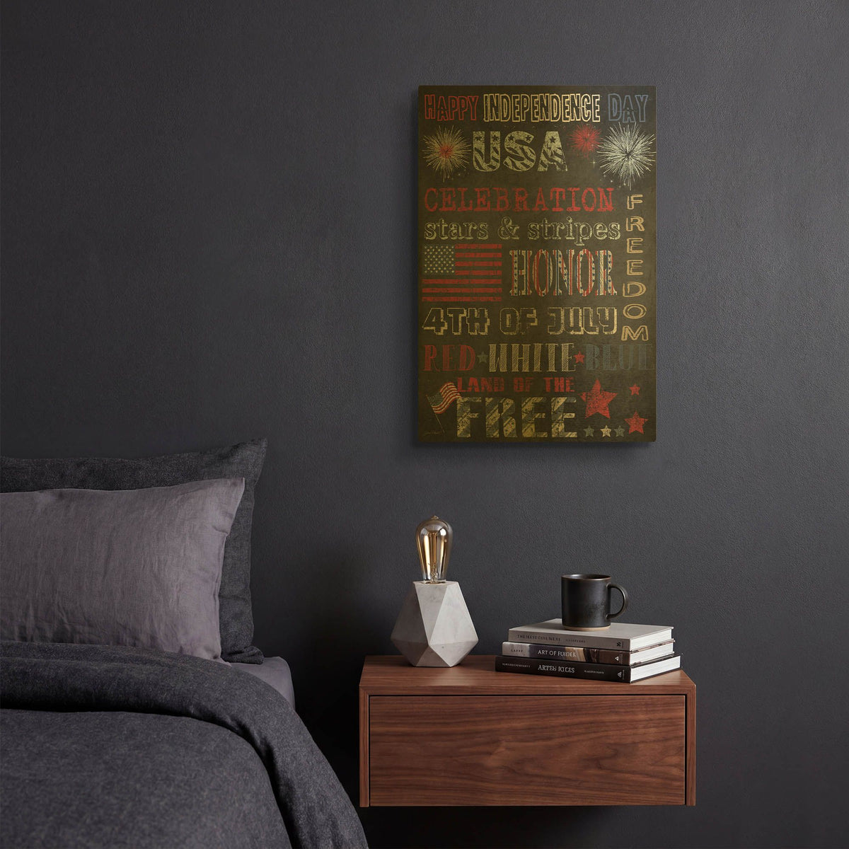 '4th Of July Blackboard' By Jean Plout Gold Metal Wall Art