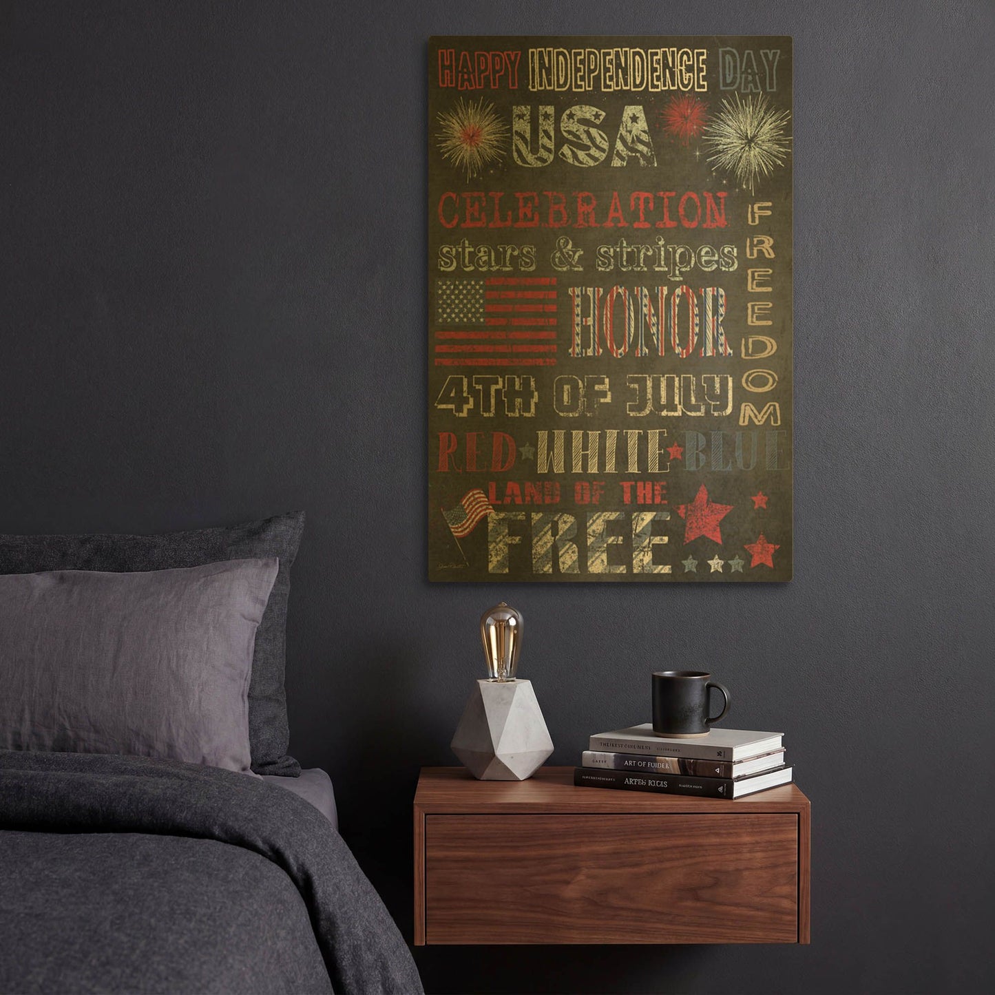 '4th Of July Blackboard' By Jean Plout Gold Metal Wall Art