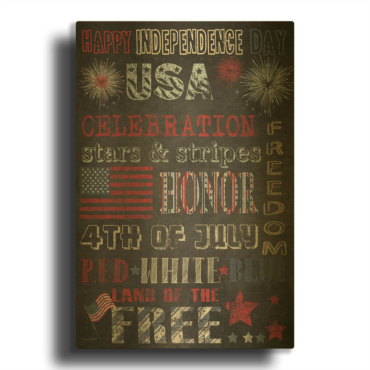 '4th Of July Blackboard' By Jean Plout Gold Metal Wall Art