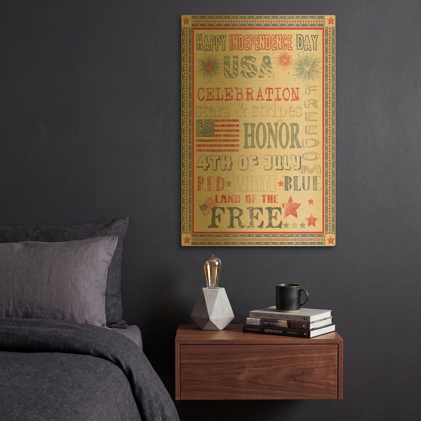 '4th Of July On Flour Sack Boarder C' By Jean Plout Gold Metal Wall Art