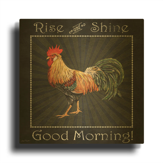 'Good Morning Rooster II' By Jean Plout Gold Metal Wall Art