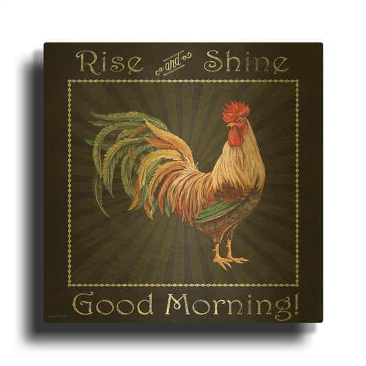 'Good Morning Rooster III' By Jean Plout Gold Metal Wall Art