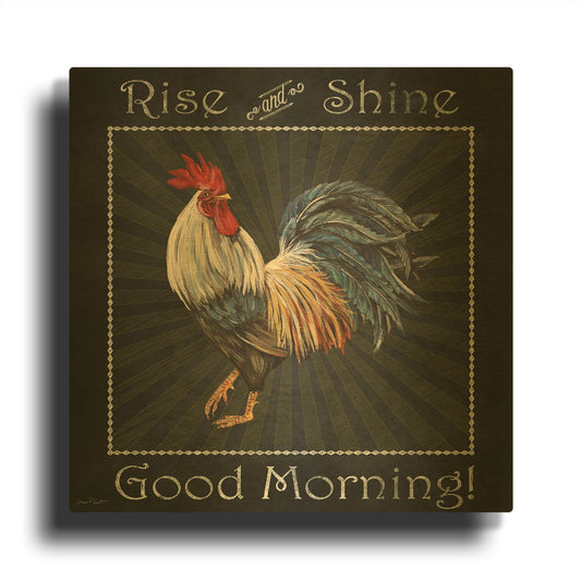 'Good Morning Rooster IV' By Jean Plout Gold Metal Wall Art