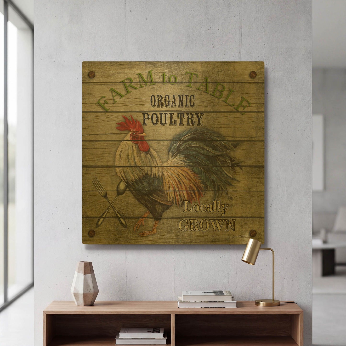 'Farm To Table VII' By Jean Plout Gold Metal Wall Art