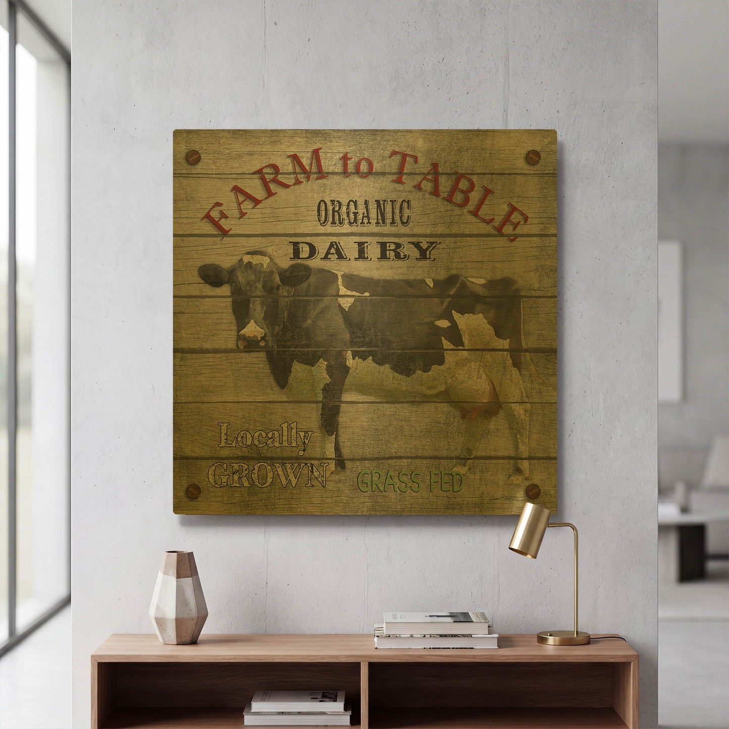 'Farm To Table Dairy II' By Jean Plout Gold Metal Wall Art