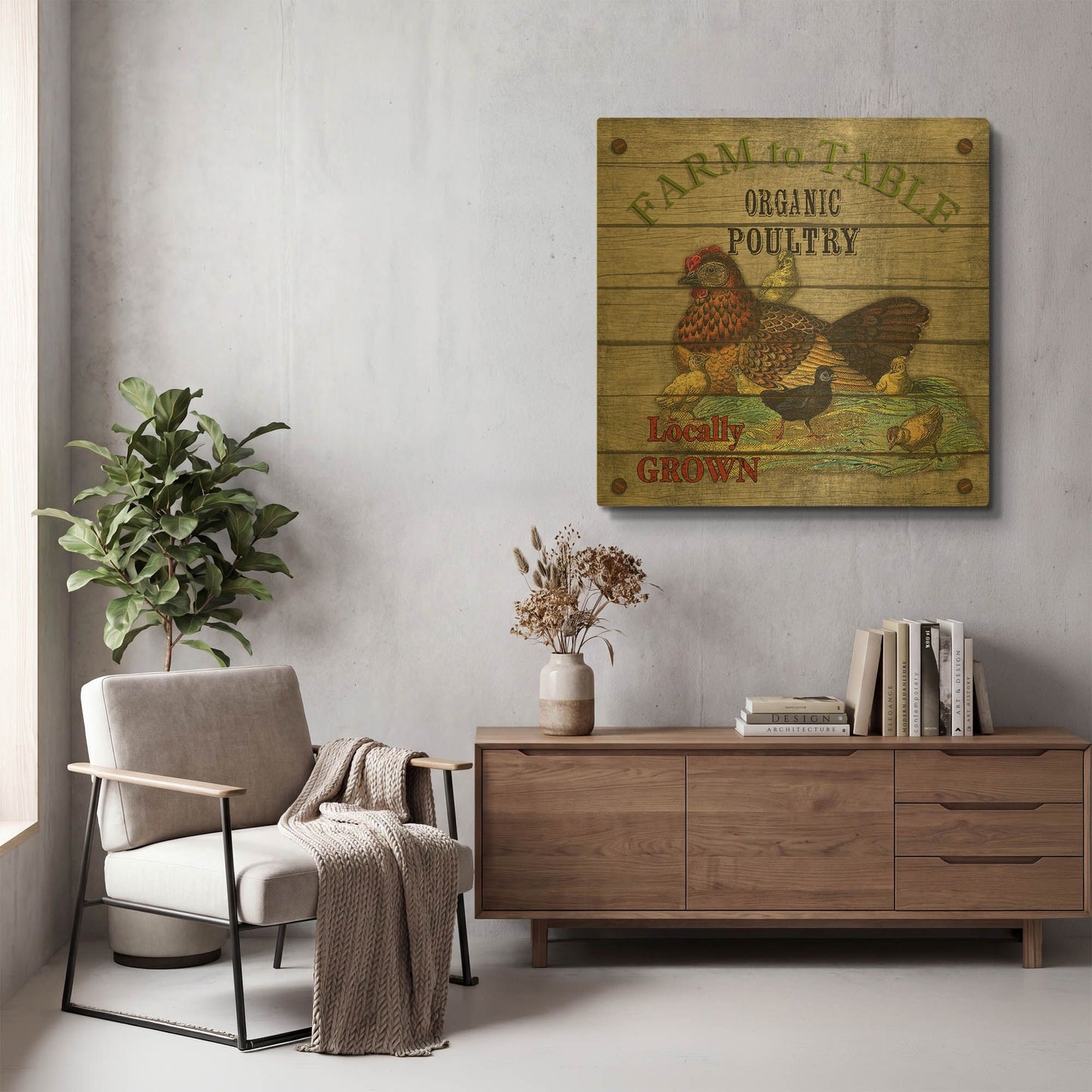 'Farm To Table Poultry' By Jean Plout Gold Metal Wall Art