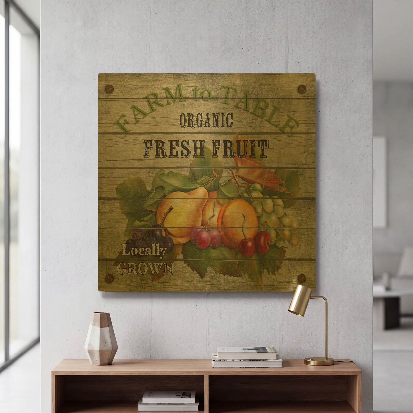'Farm To Table Fresh Fruit' By Jean Plout Gold Metal Wall Art