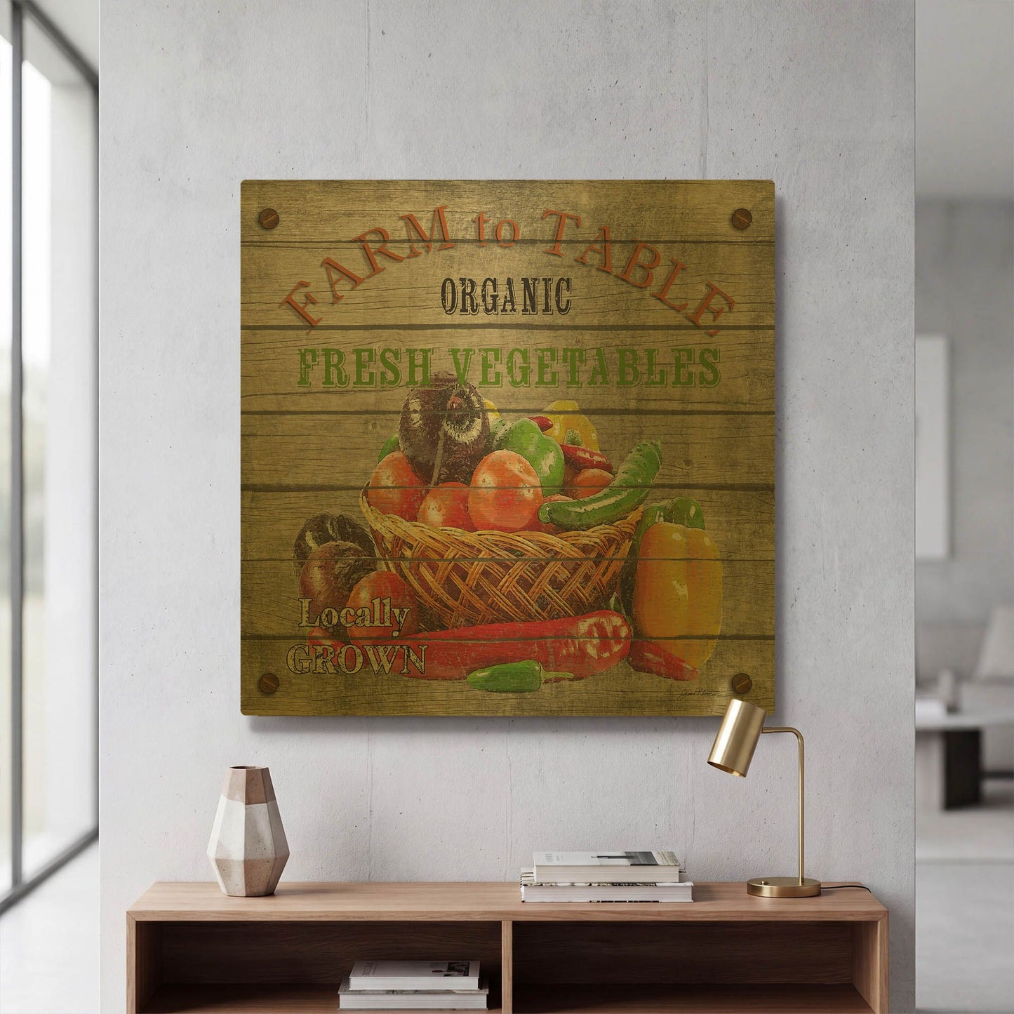'Farm To Table Fresh Vegetables' By Jean Plout Gold Metal Wall Art