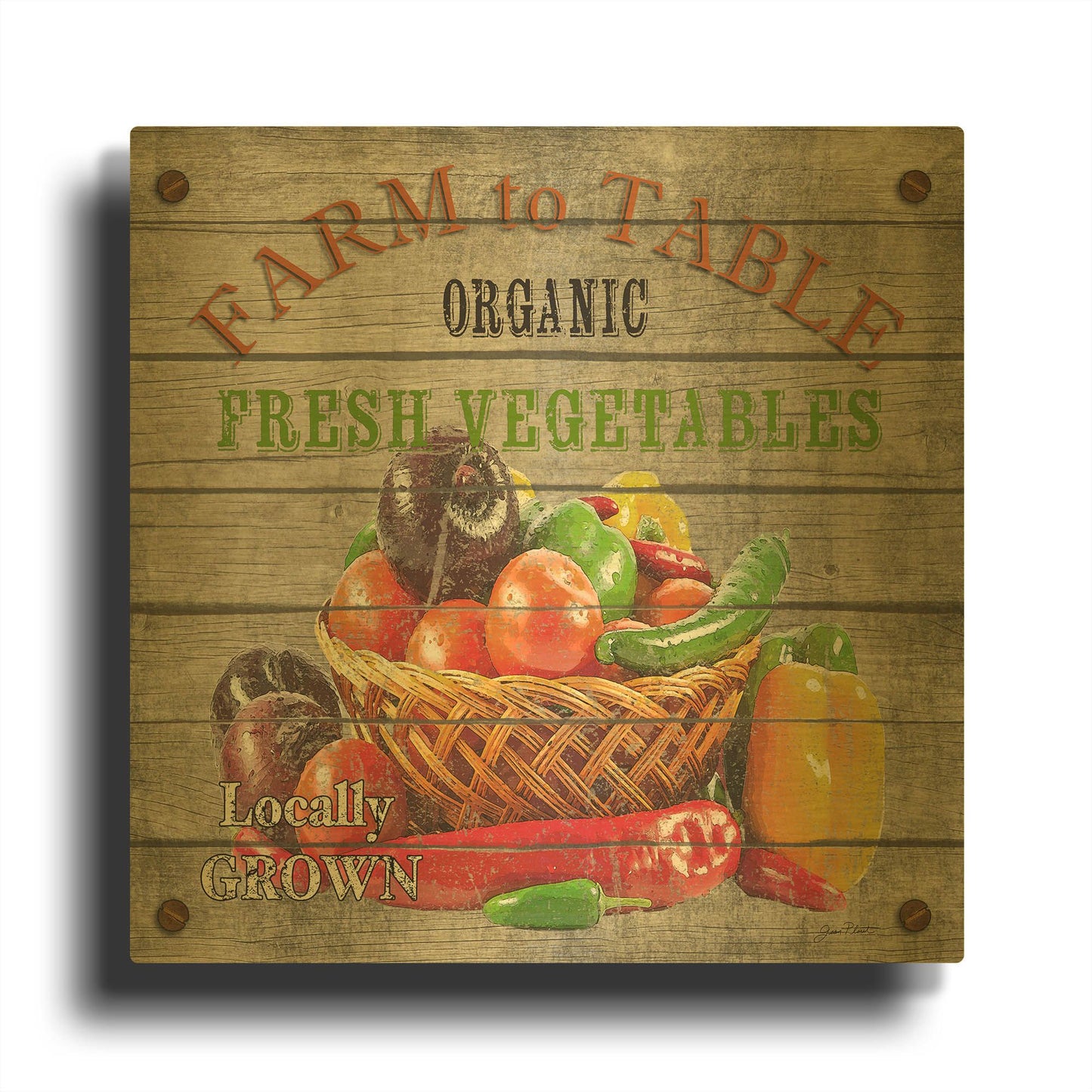 'Farm To Table Fresh Vegetables' By Jean Plout Gold Metal Wall Art