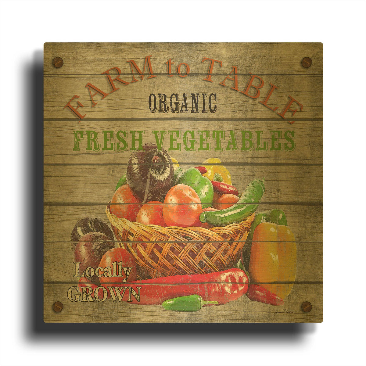'Farm To Table Fresh Vegetables' By Jean Plout Gold Metal Wall Art