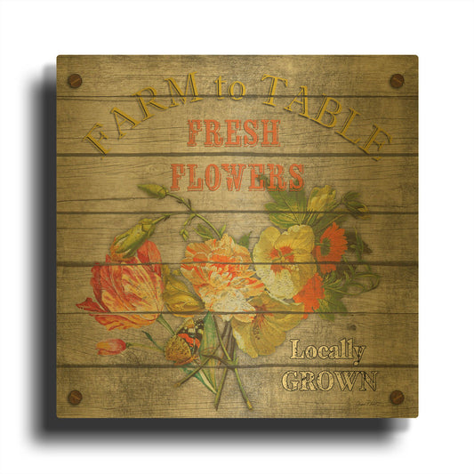 'Farm To Table Fresh Flowers' By Jean Plout Gold Metal Wall Art