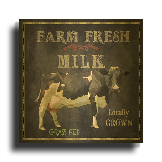 'Farm Fresh Milk' By Jean Plout Gold Metal Wall Art