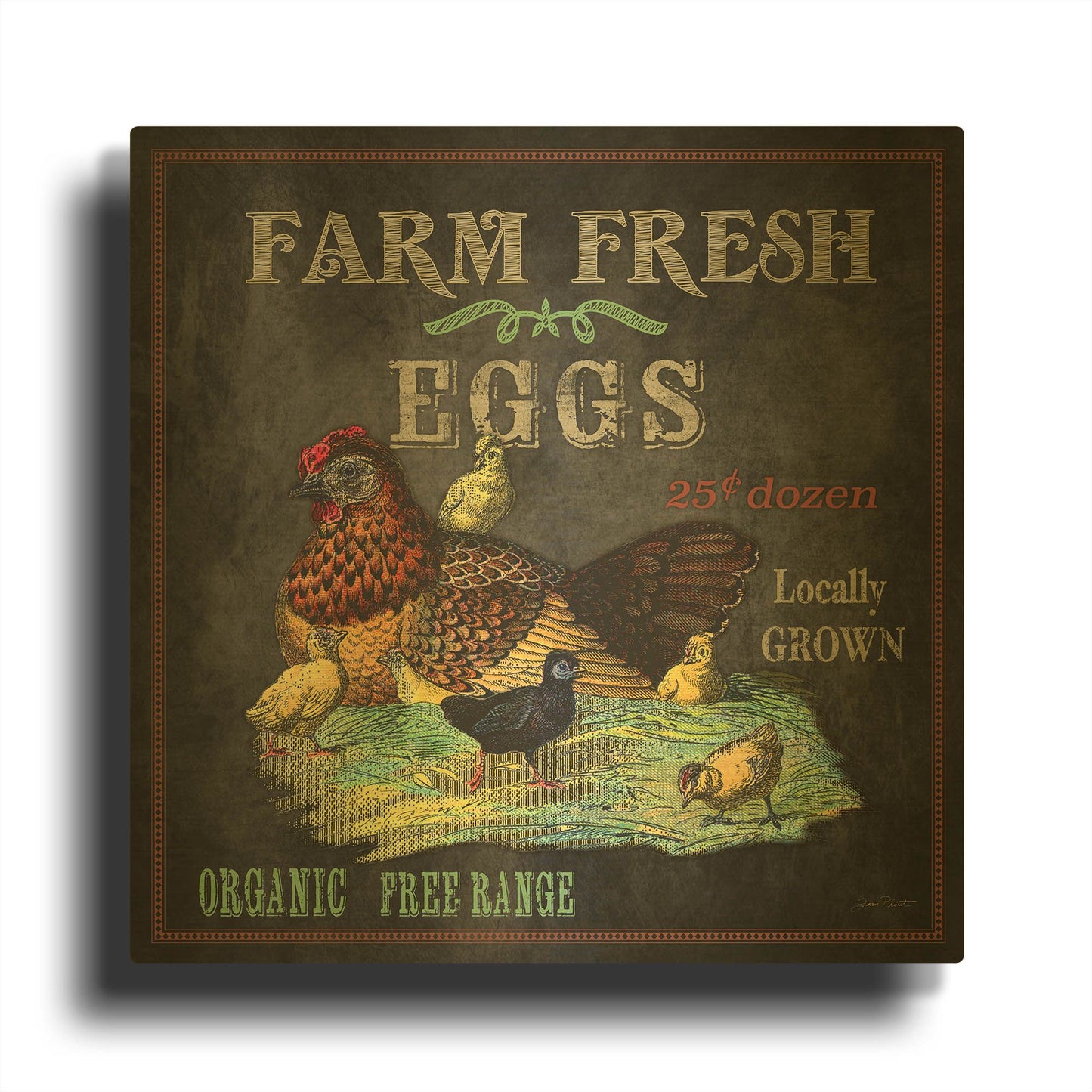'Farm Fresh Eggs' By Jean Plout Gold Metal Wall Art