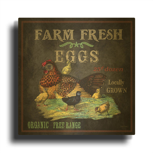 'Farm Fresh Eggs' By Jean Plout Gold Metal Wall Art