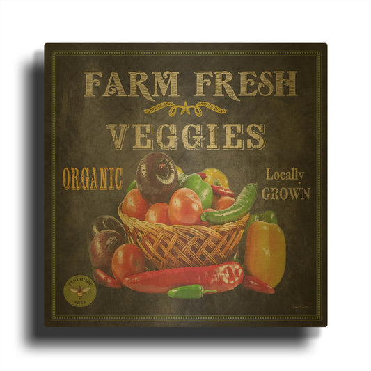 'Farm Fresh Veggies II' By Jean Plout Gold Metal Wall Art
