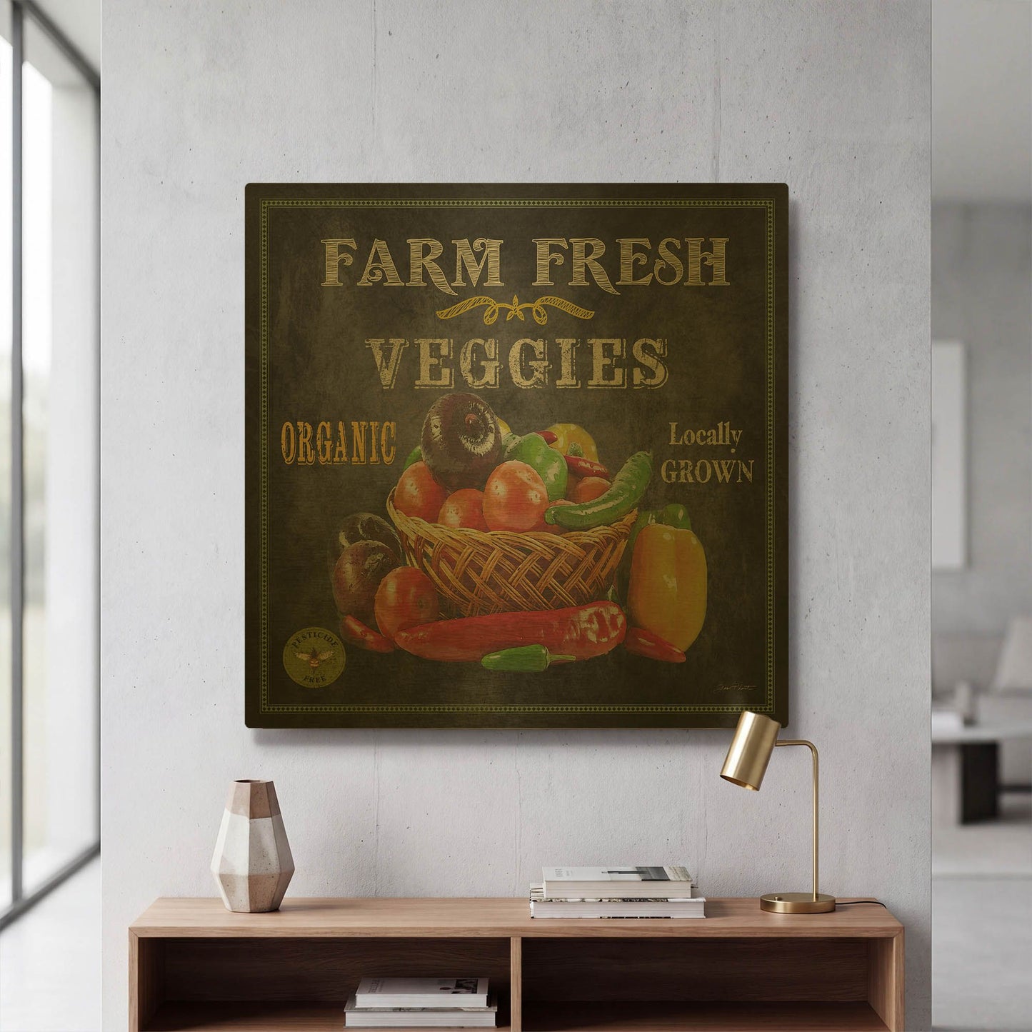 'Farm Fresh Veggies II' By Jean Plout Gold Metal Wall Art
