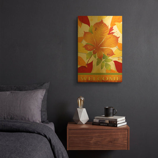 'Autum Flag I' By Jean Plout Gold Metal Wall Art